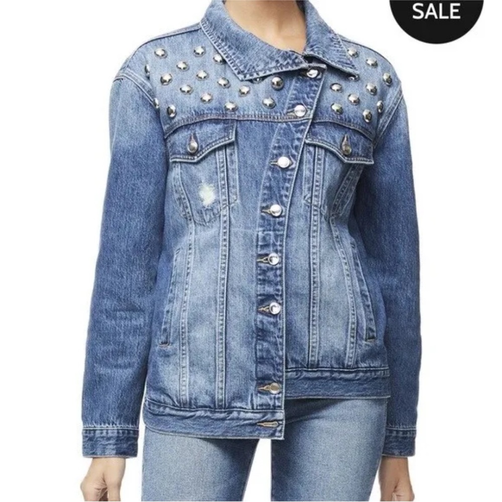 Good American studded denim jacket